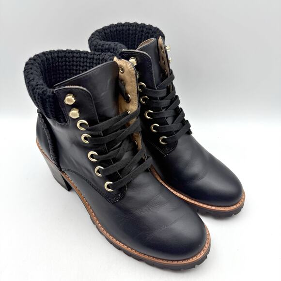 Jack Rogers Womens Harper Hiker Booties US 7.5 Black Leather Water Resistant NIB - Picture 5 of 12